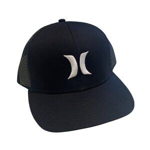 Hurley Black/White Icon Logo Del Mar Trucker Snapback Hat - NWT